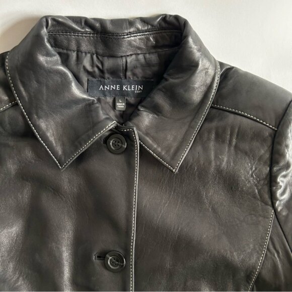 Vintage Anne Klein Genuine Black Leather Jacket - Picture 12 of 16